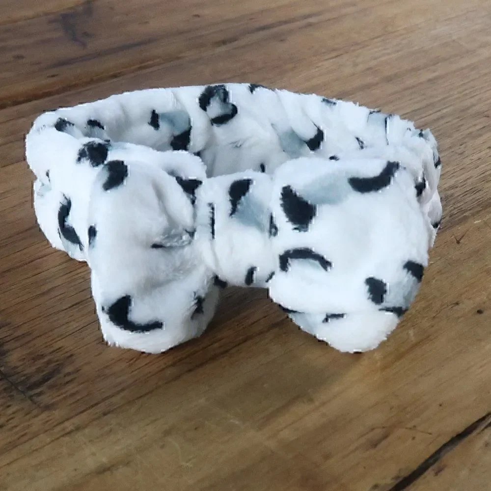 SNOW LEOPARD PLUSH BOWKNOT HEADBAND SPA SKINCARE ROUTINE ONE SIZE
